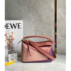 Loewe Puzzle Small Bag In Purple/Caramel/Blossom Calfskin 520