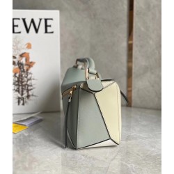 Loewe Puzzle Small Bag In Grey/Cream/White Calfskin 596