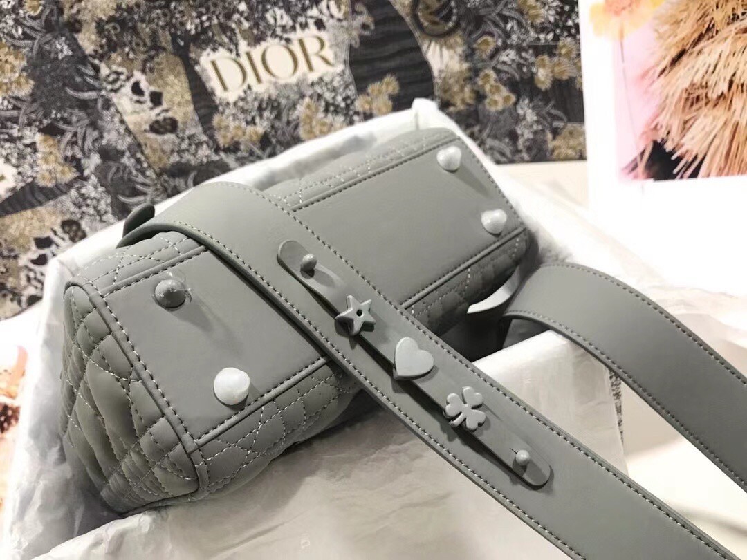 Dior Lady Dior My ABCDior Bag In Gray Ultramatte Calfskin 402