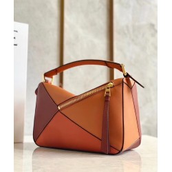 Loewe Small Puzzle Bag In Tan/Orange/Camel Calfskin 677