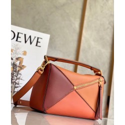 Loewe Small Puzzle Bag In Tan/Orange/Camel Calfskin 677