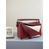 Loewe Small Puzzle Bag In Bordeaux/Garnet/White Calfskin 315