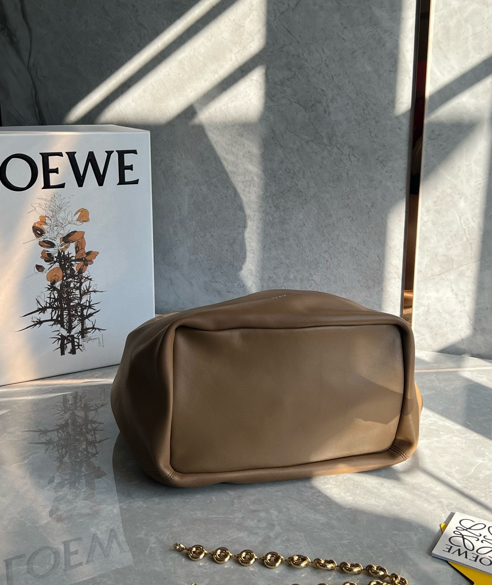 Loewe Medium Squeeze Bag in Brown Nappa Lambskin 532