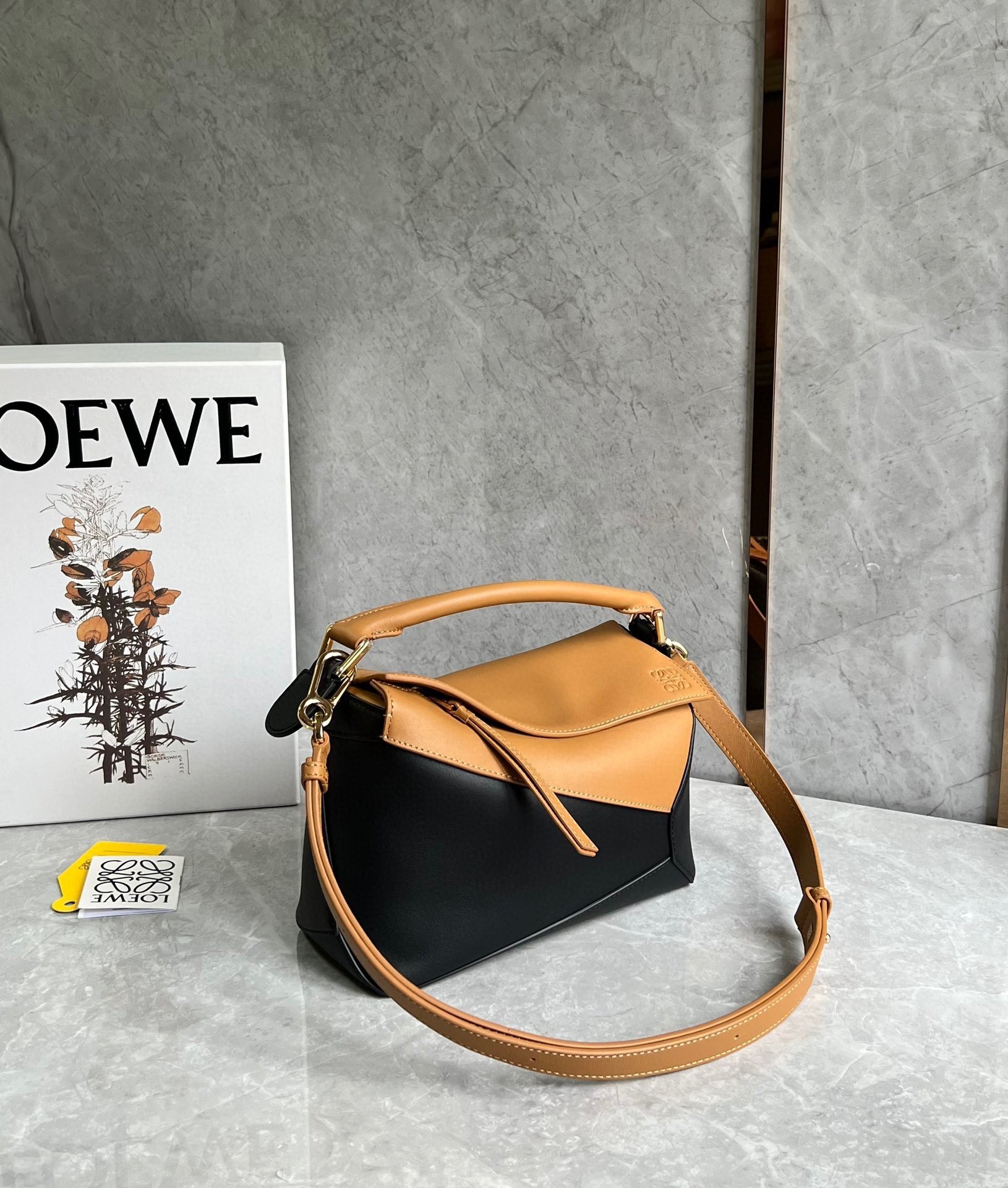 Loewe Puzzle Small Bag in Brown and Black Calfskin 551