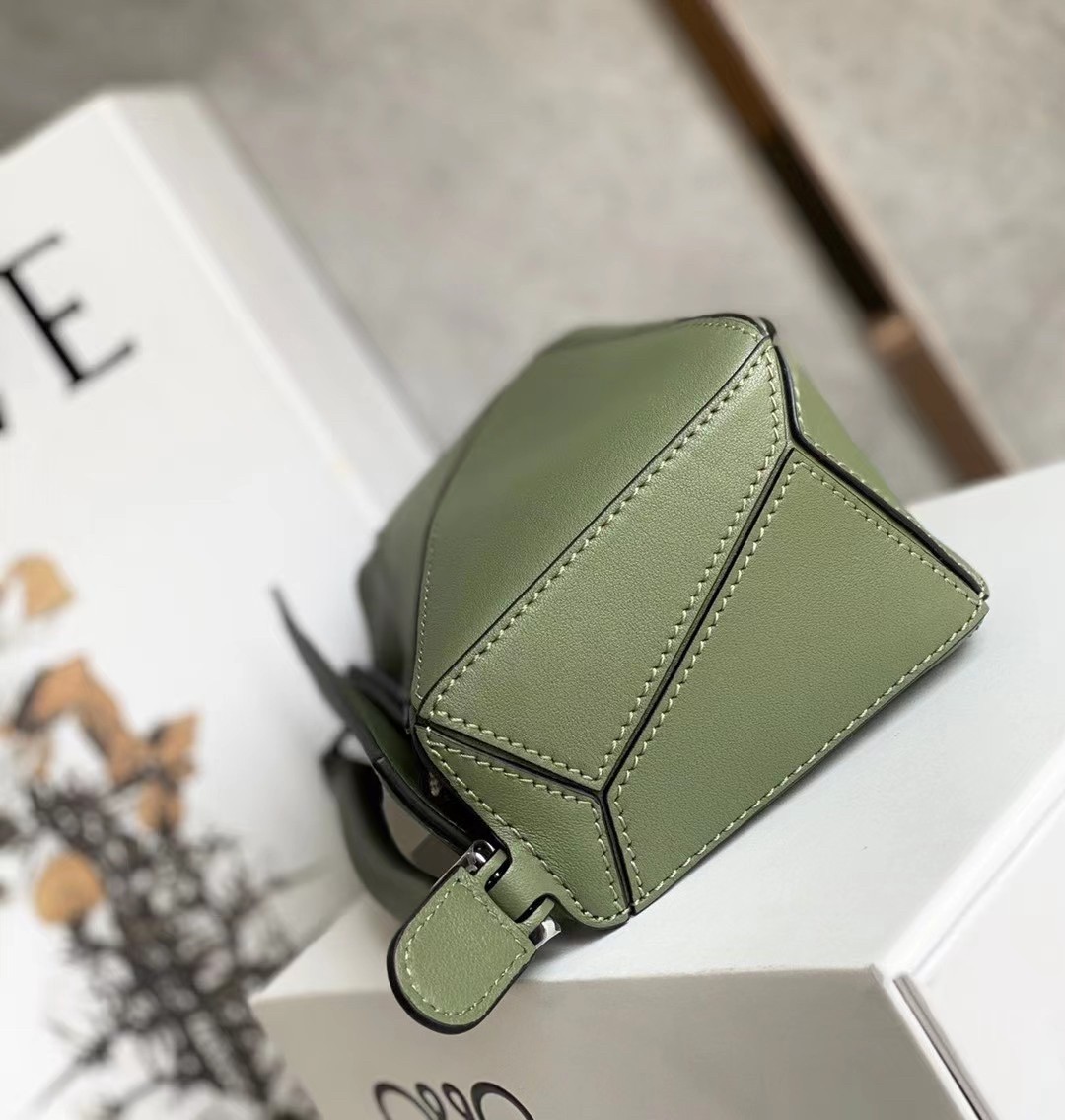 Loewe Puzzle Mini Bag In Avocado Green Calfskin 731