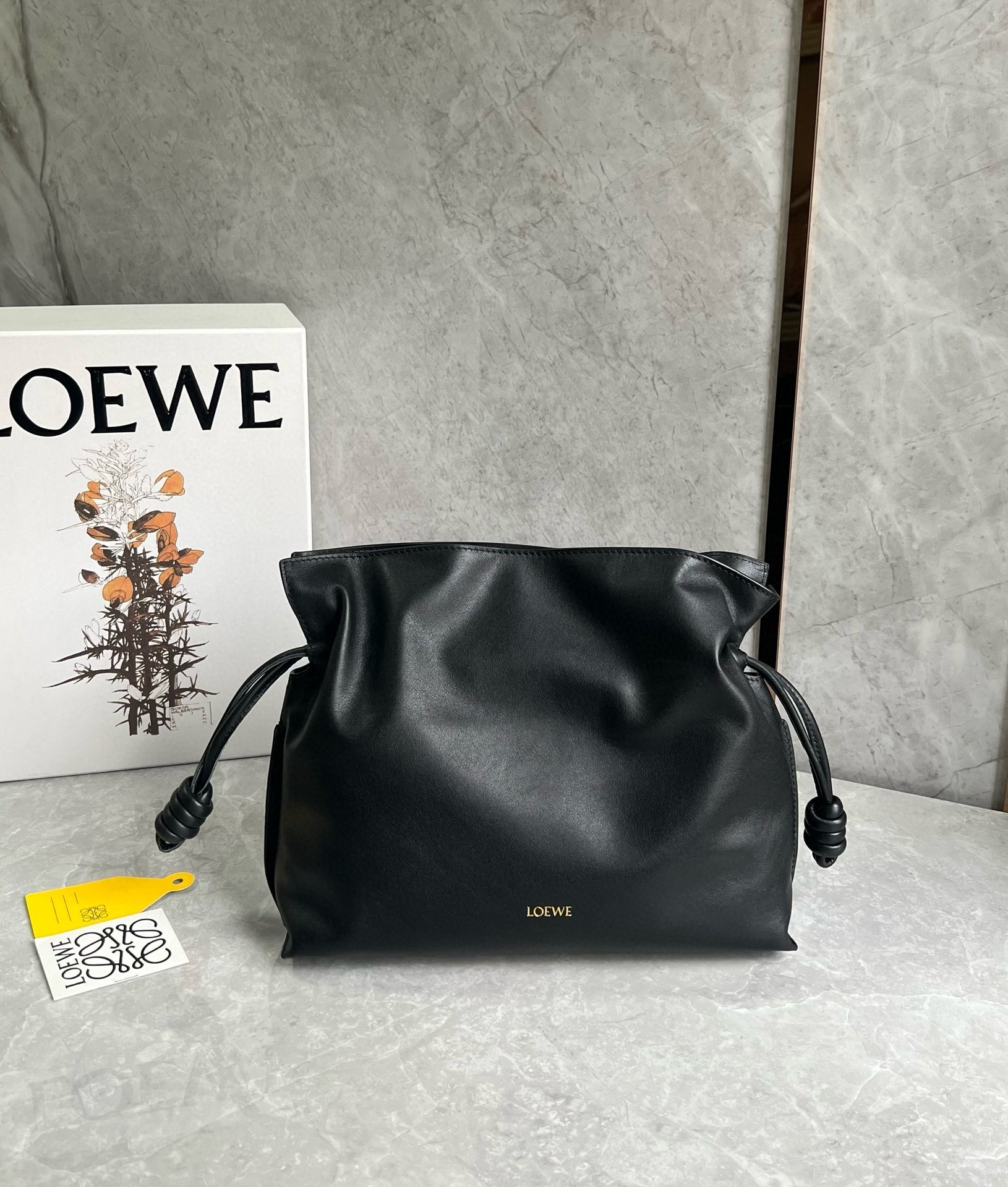 Loewe Flamenco Clutch Bag in Black Nappa Calfskin 764