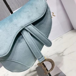 Dior Mini Saddle Bag In Sea Green Velvet 568