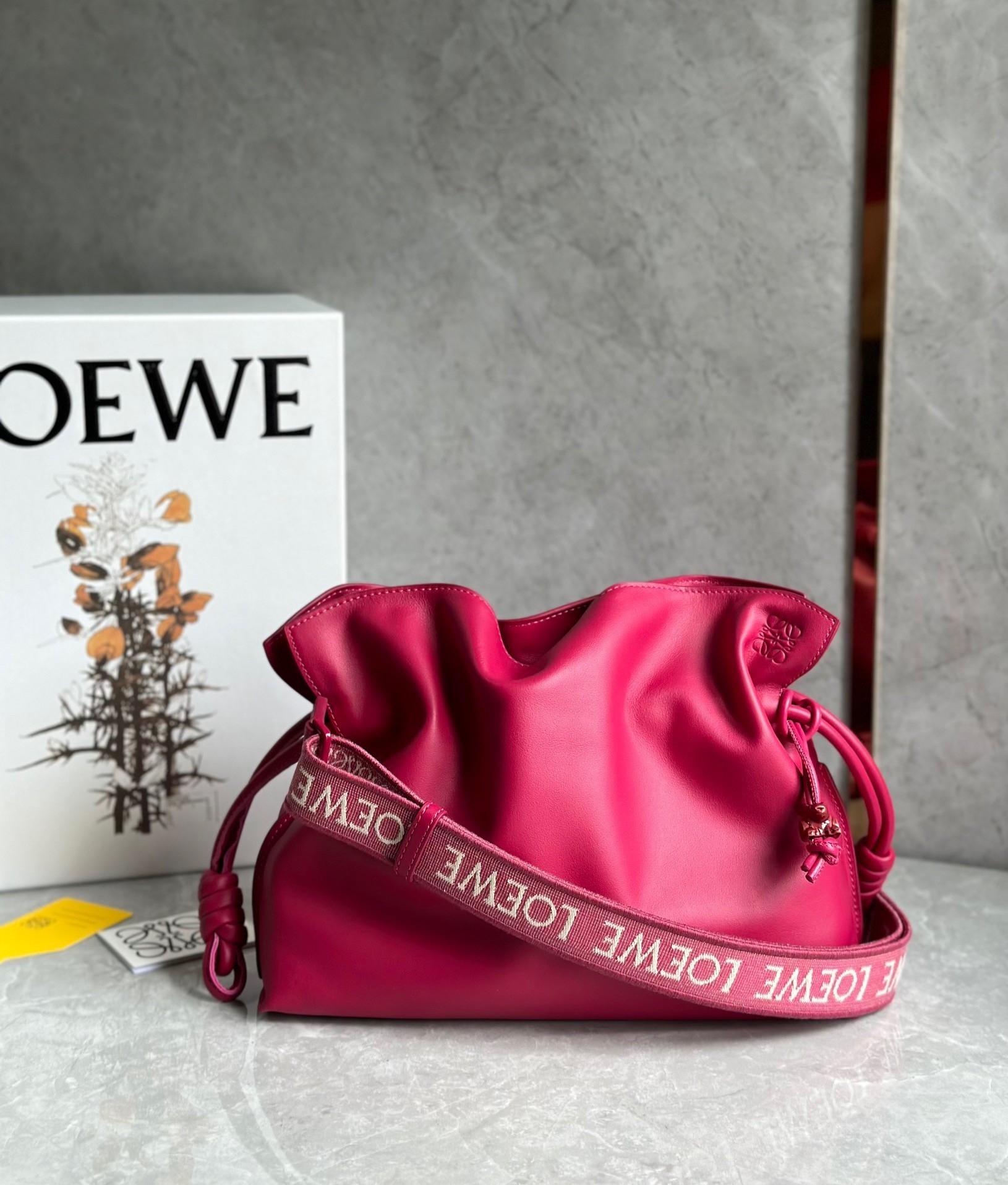 Loewe Flamenco Clutch Bag In Ruby Red Leather 795