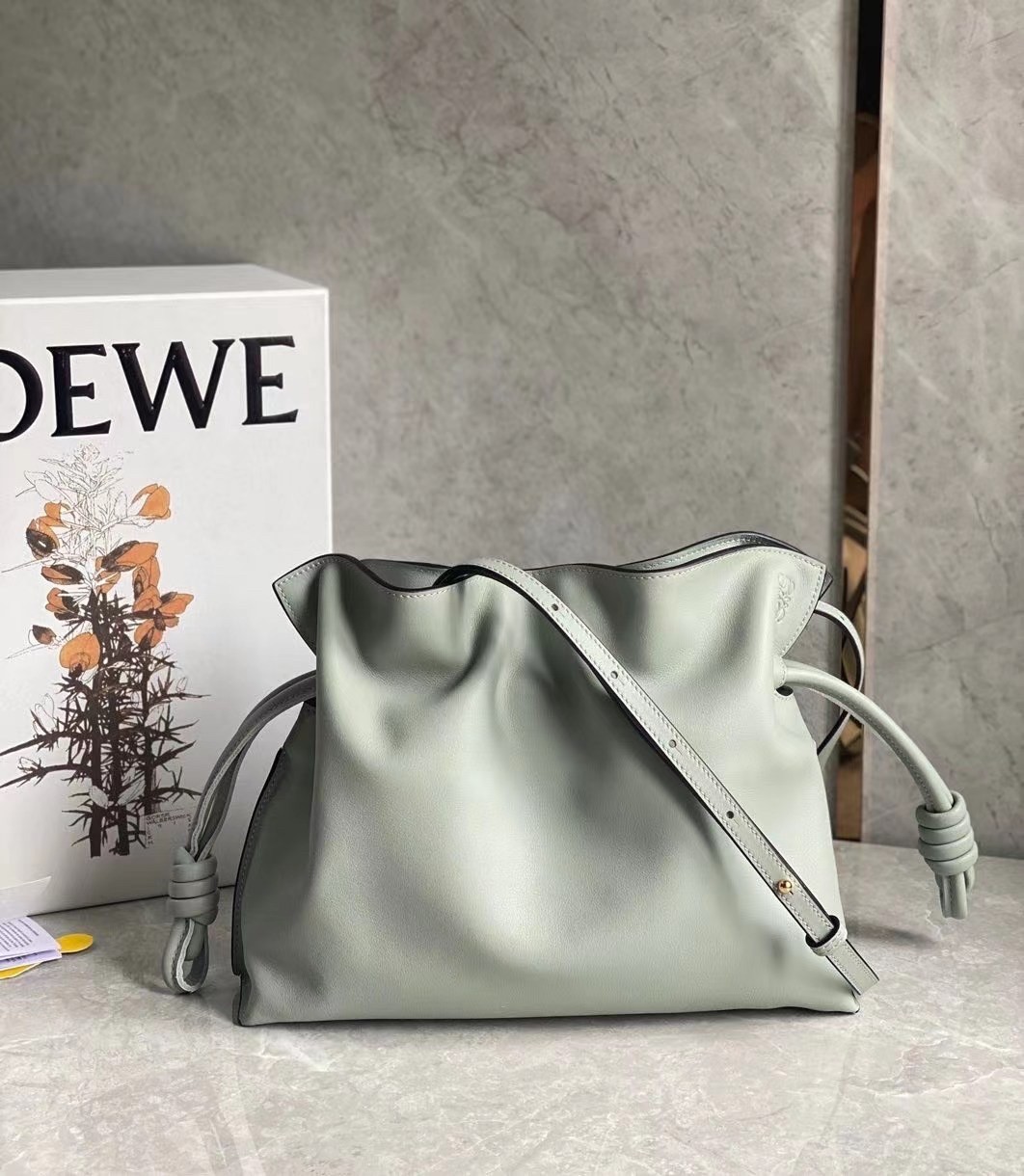 Loewe Flamenco Clutch In Ash Grey Nappa Leather 147