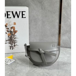 Loewe Gate Dual Mini Bag In Grey Calfskin 538