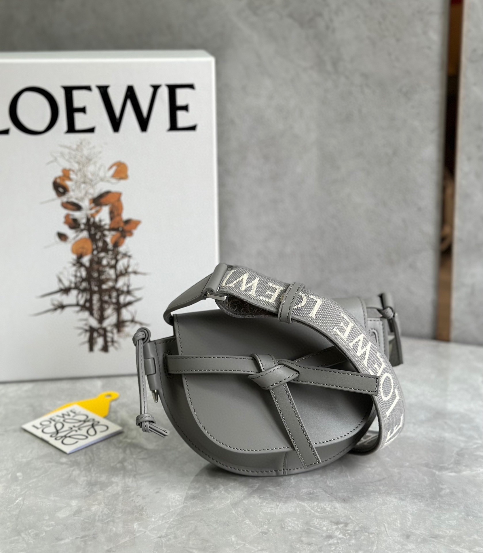 Loewe Gate Dual Mini Bag In Grey Calfskin 538