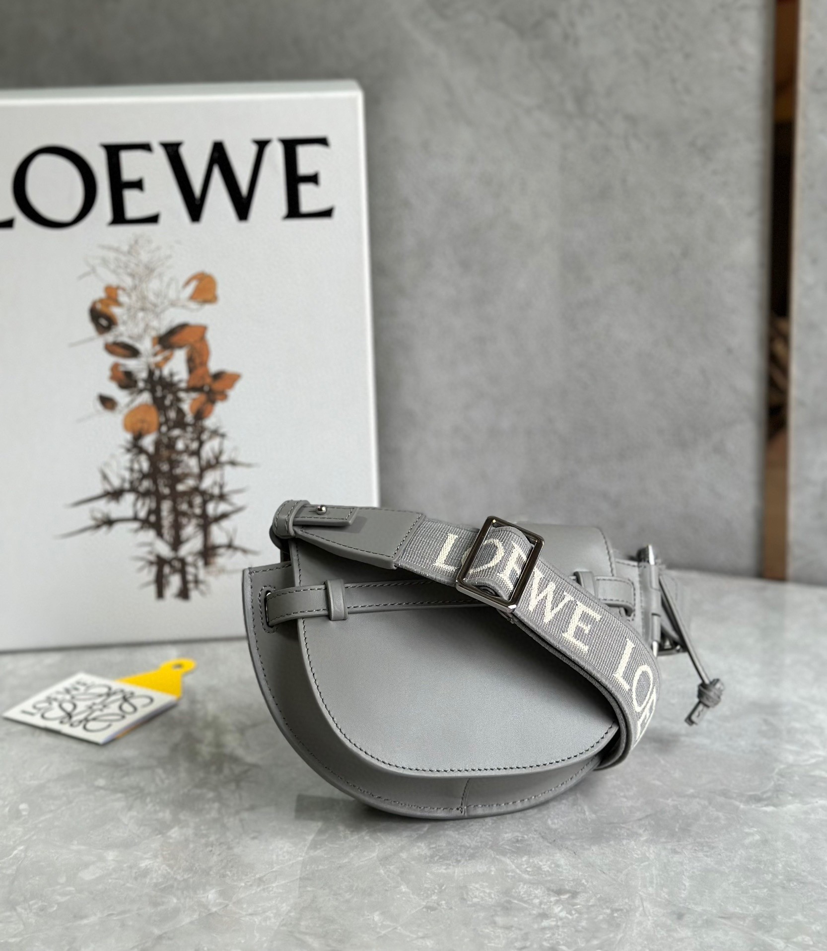 Loewe Gate Dual Mini Bag In Grey Calfskin 538