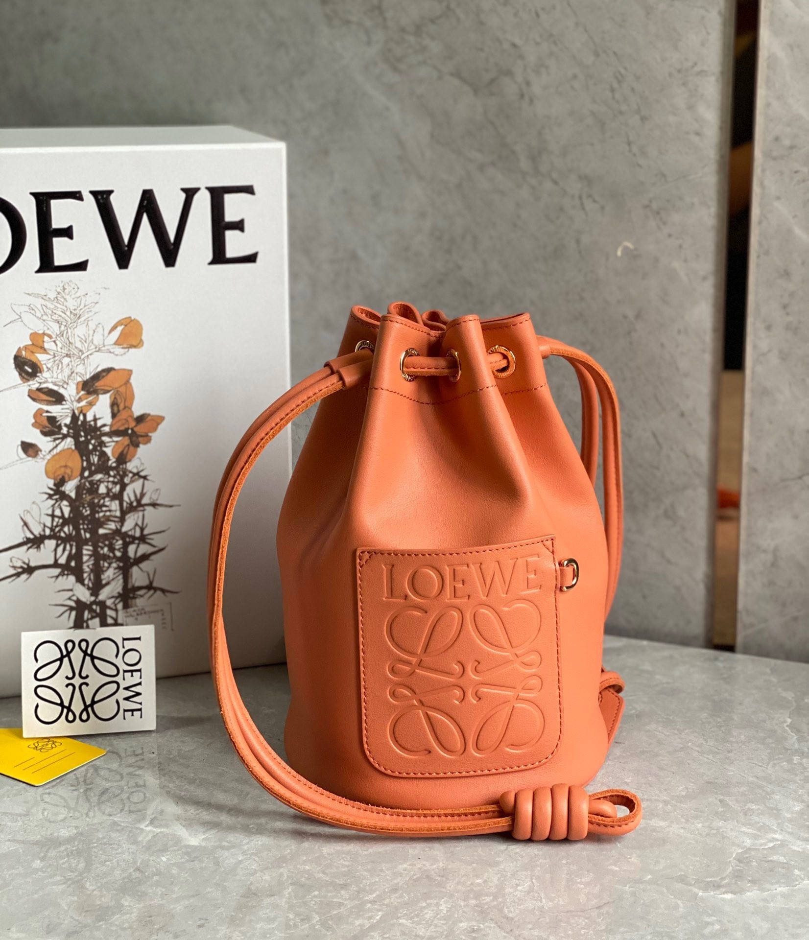 Loewe Small Sailor Bucket Bag In Orange Nappa Leather 585