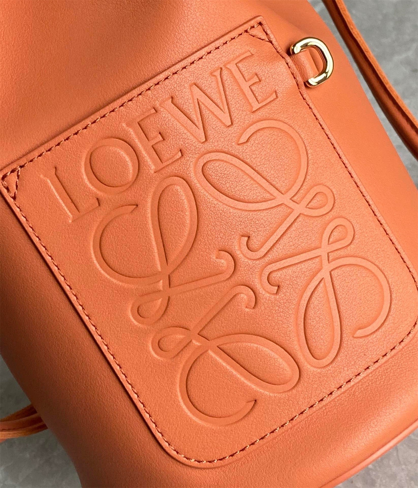 Loewe Small Sailor Bucket Bag In Orange Nappa Leather 585