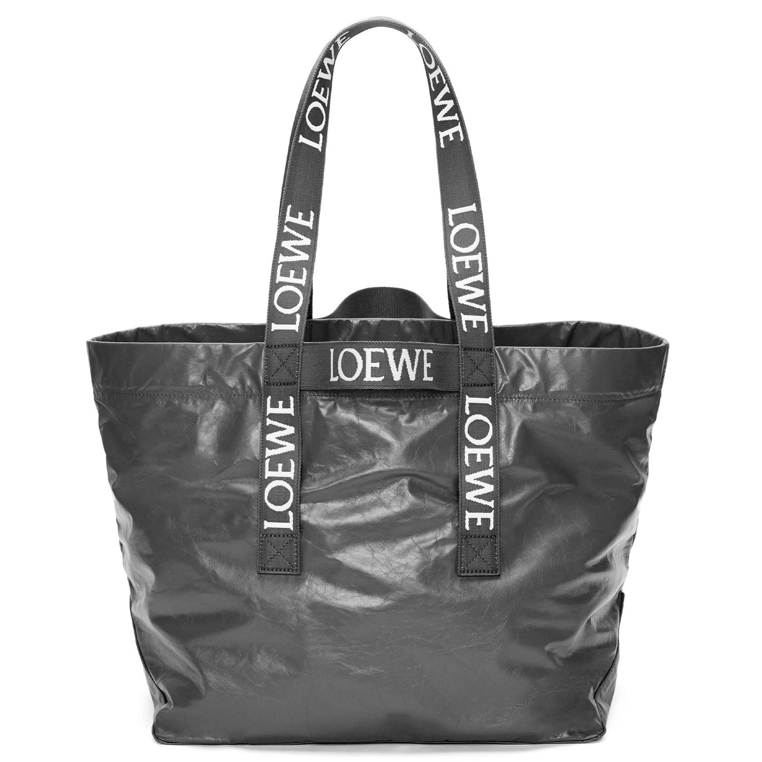 Loewe Fold Shopper Bag in Black Paper Calfskin  634