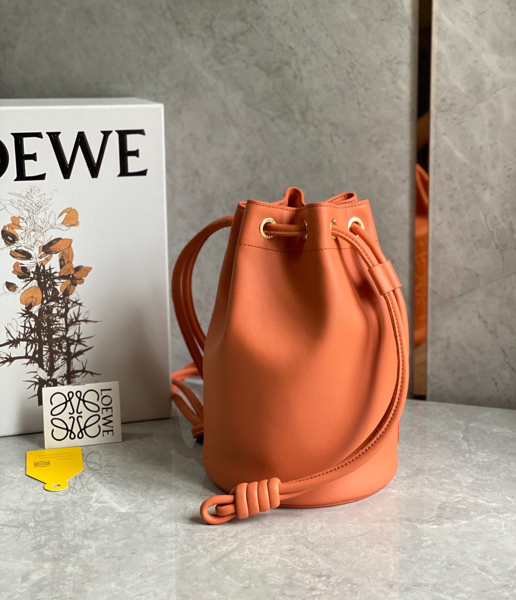 Loewe Small Sailor Bucket Bag In Orange Nappa Leather 585