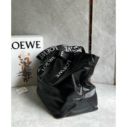 Loewe Fold Shopper Bag in Black Paper Calfskin  634