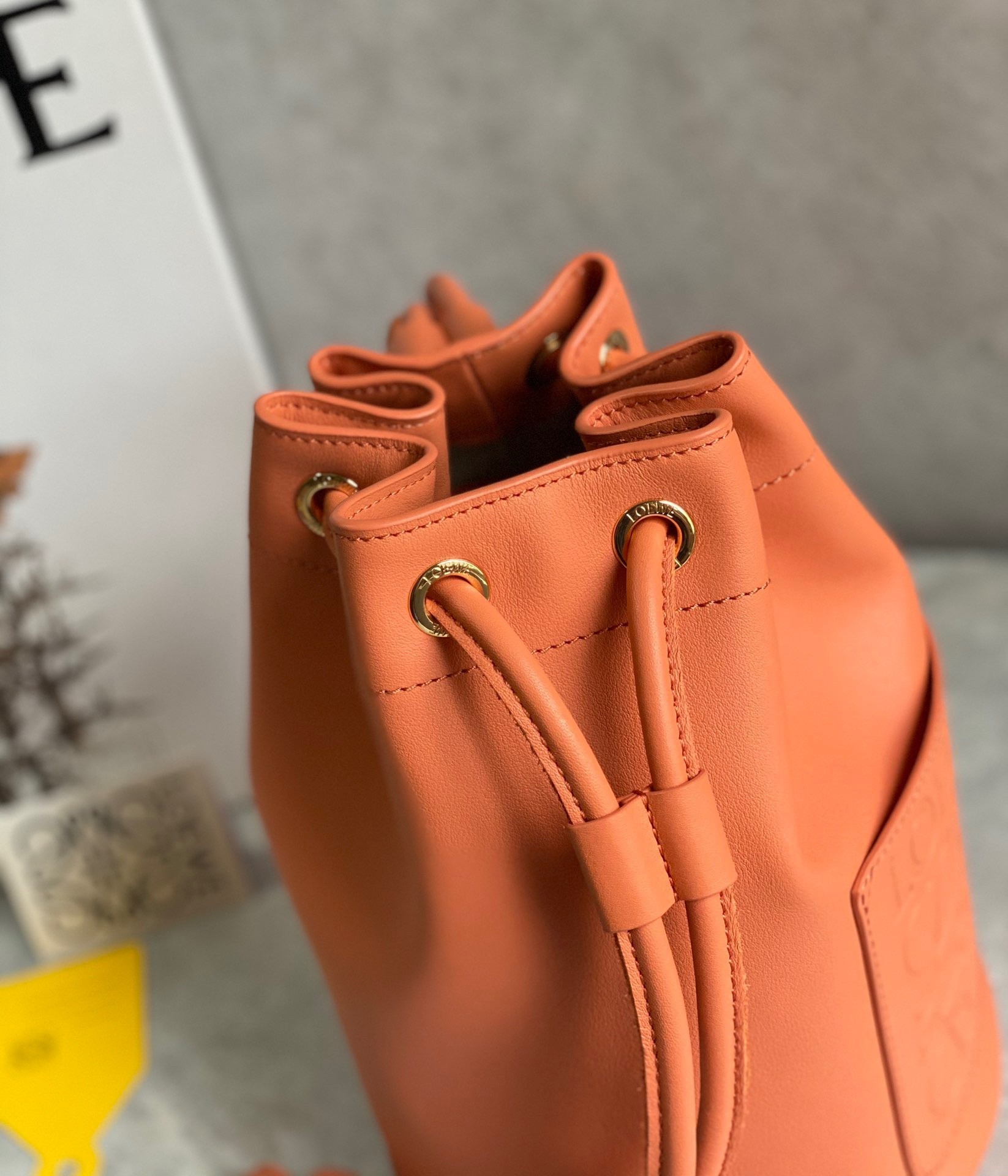 Loewe Small Sailor Bucket Bag In Orange Nappa Leather 585