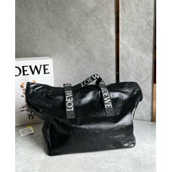 Loewe Fold Shopper Bag in Black Paper Calfskin  634