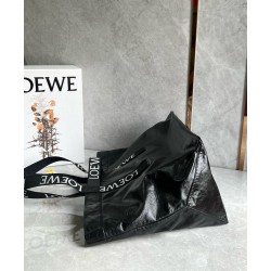 Loewe Fold Shopper Bag in Black Paper Calfskin  634