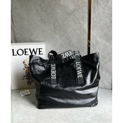 Loewe Fold Shopper Bag in Black Paper Calfskin  634