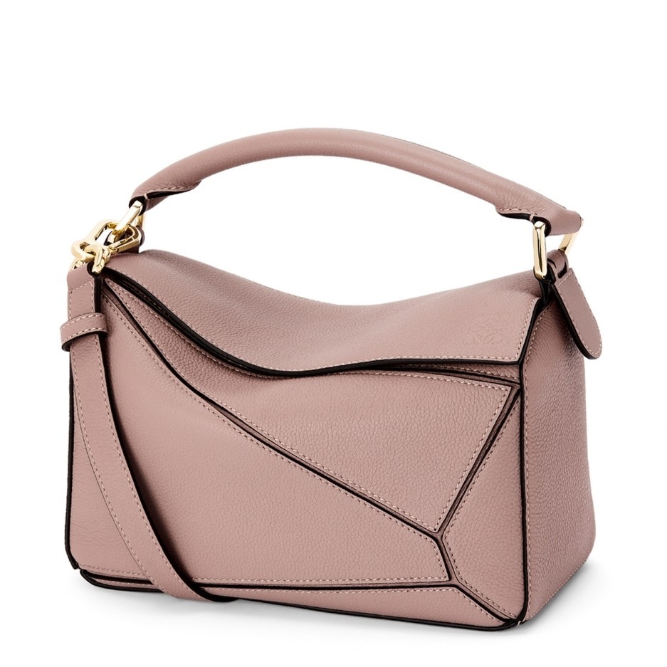 Loewe Puzzle Small Bag In Dark Blush Grained Leather 300