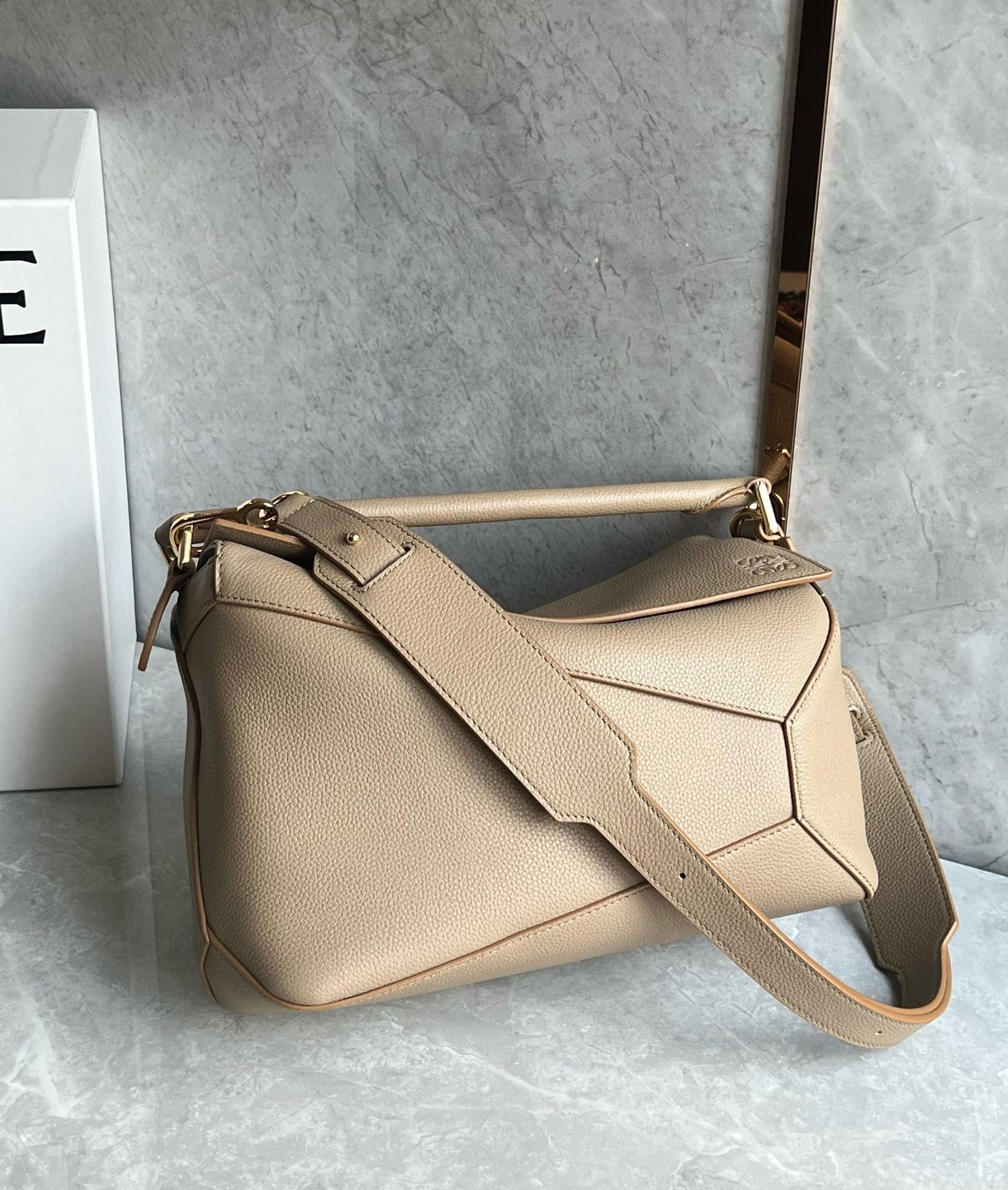 Loewe Puzzle Medium Bag In Sand Grained Calfskin  726