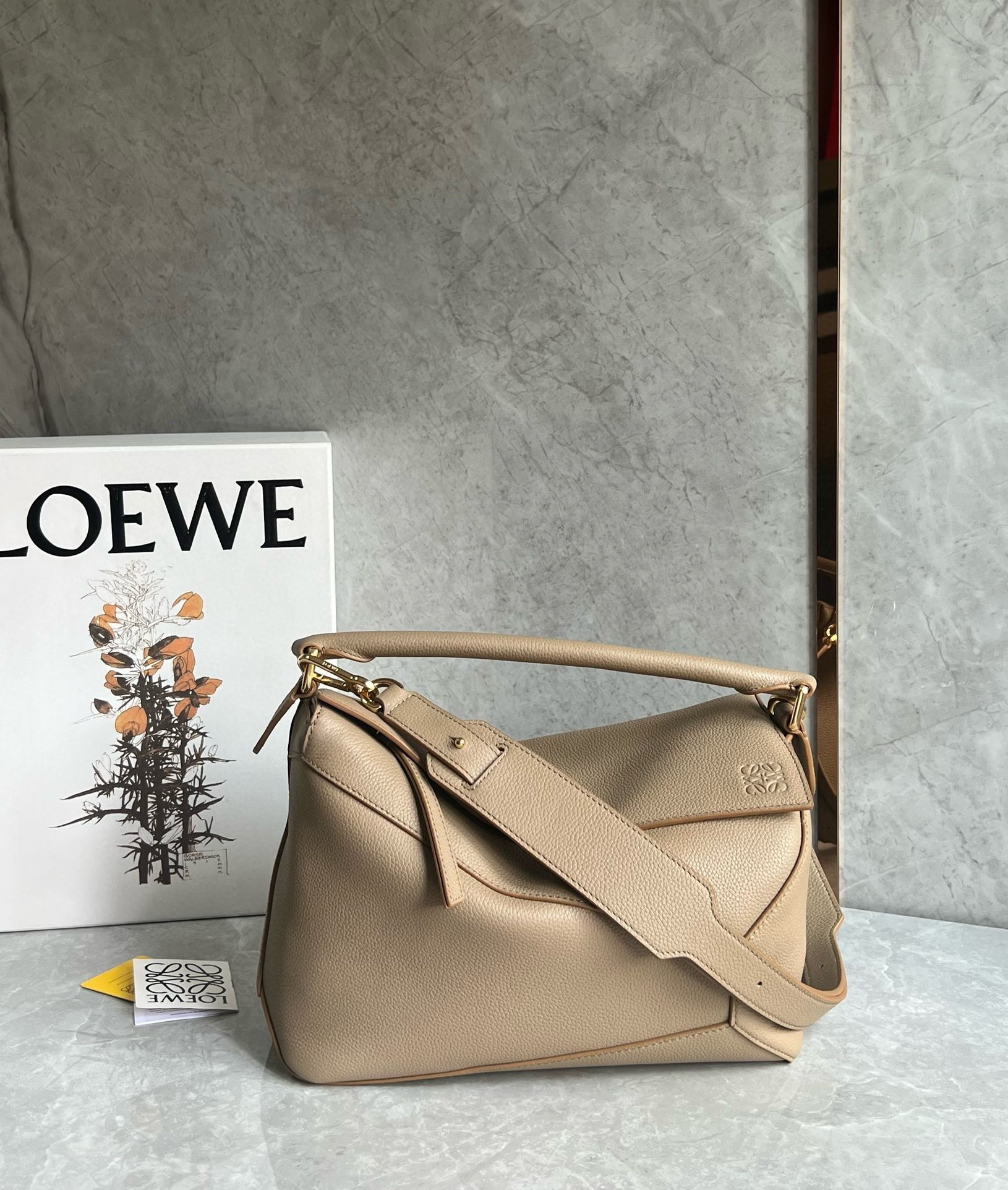 Loewe Puzzle Medium Bag In Sand Grained Calfskin  726