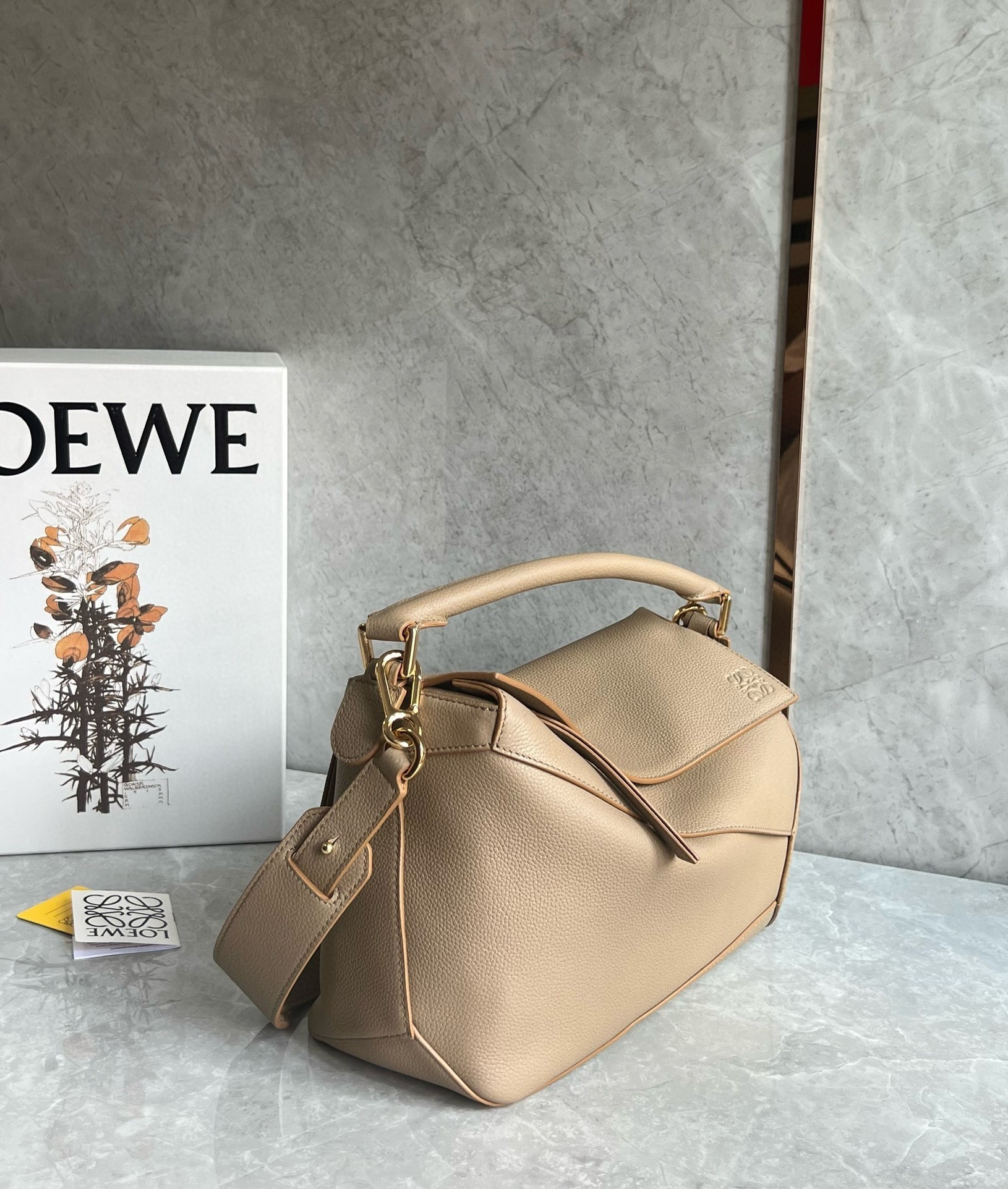 Loewe Puzzle Medium Bag In Sand Grained Calfskin  726