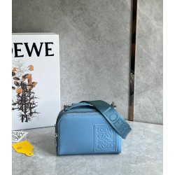 Loewe Mini Camera Crossbody Bag in Blue Calfskin 870