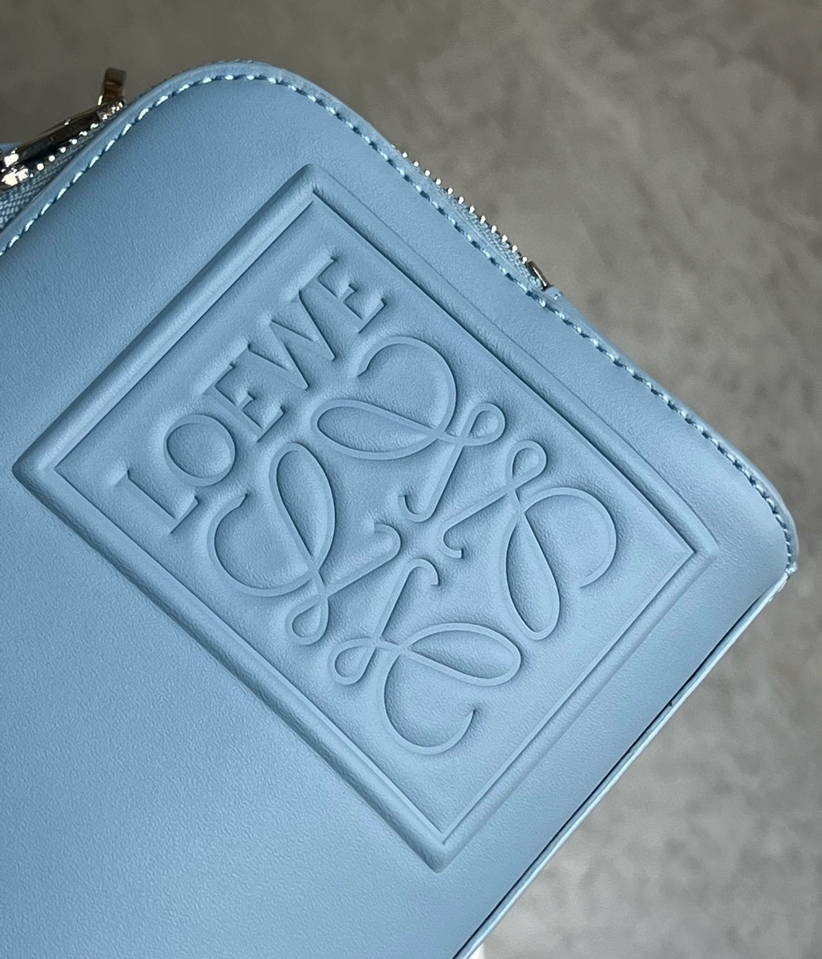 Loewe Mini Camera Crossbody Bag in Blue Calfskin 870