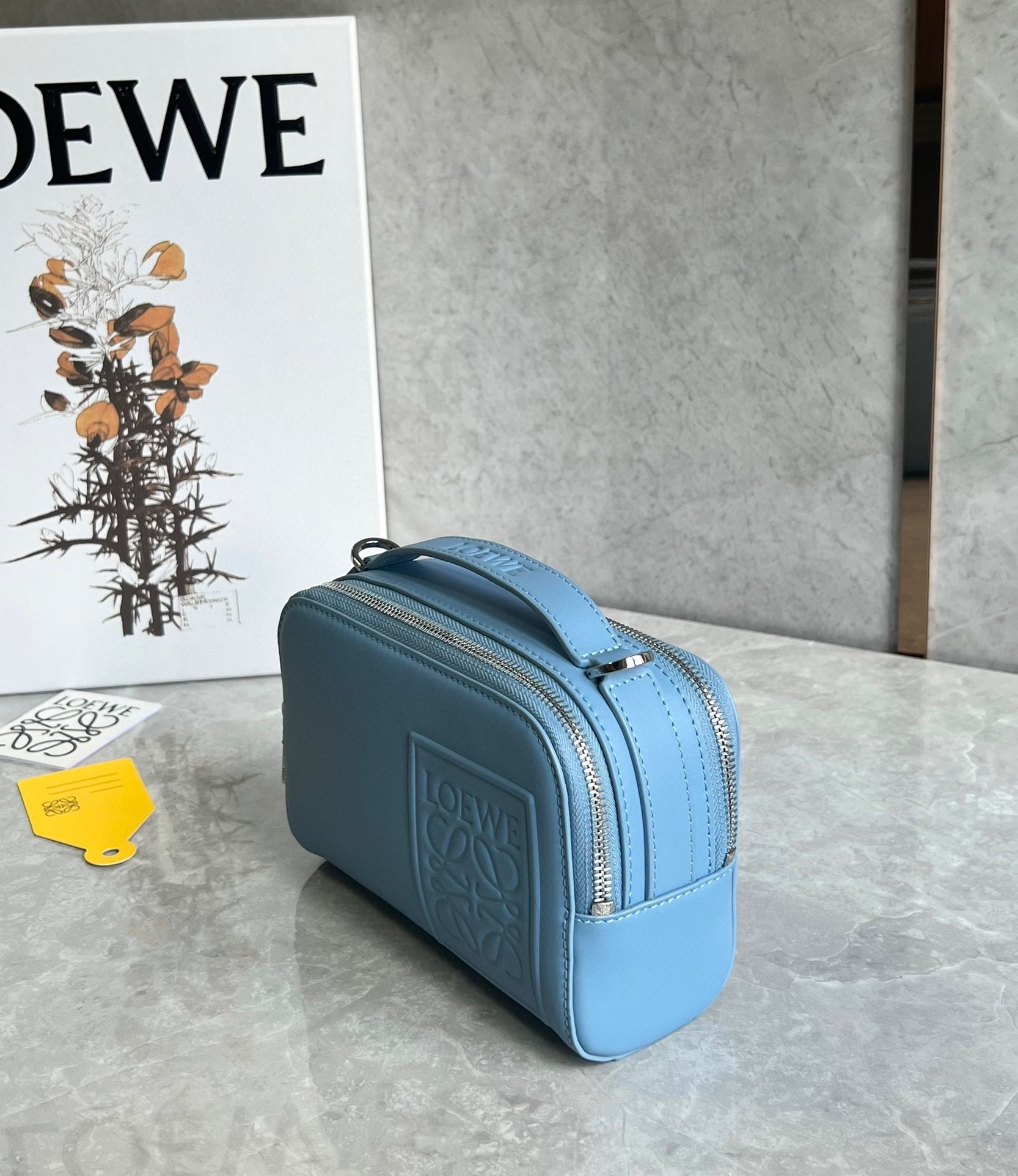 Loewe Mini Camera Crossbody Bag in Blue Calfskin 870