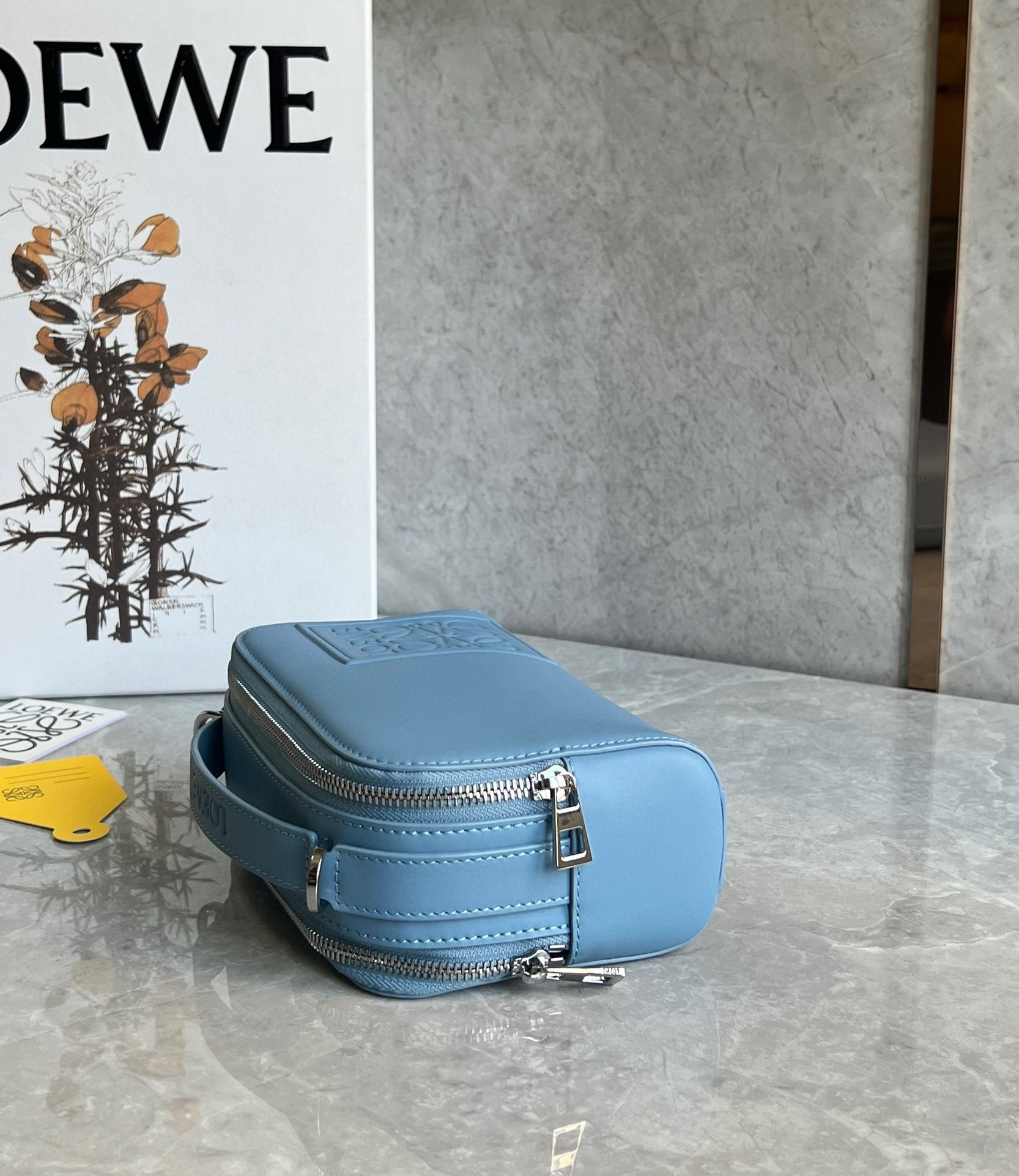 Loewe Mini Camera Crossbody Bag in Blue Calfskin 870