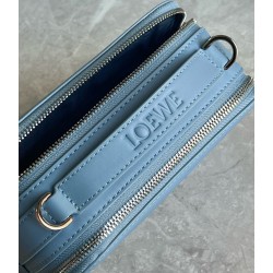 Loewe Mini Camera Crossbody Bag in Blue Calfskin 870