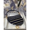 Dior Saddle Bag In Blue Dior Oblique Embroidered Velvet 783