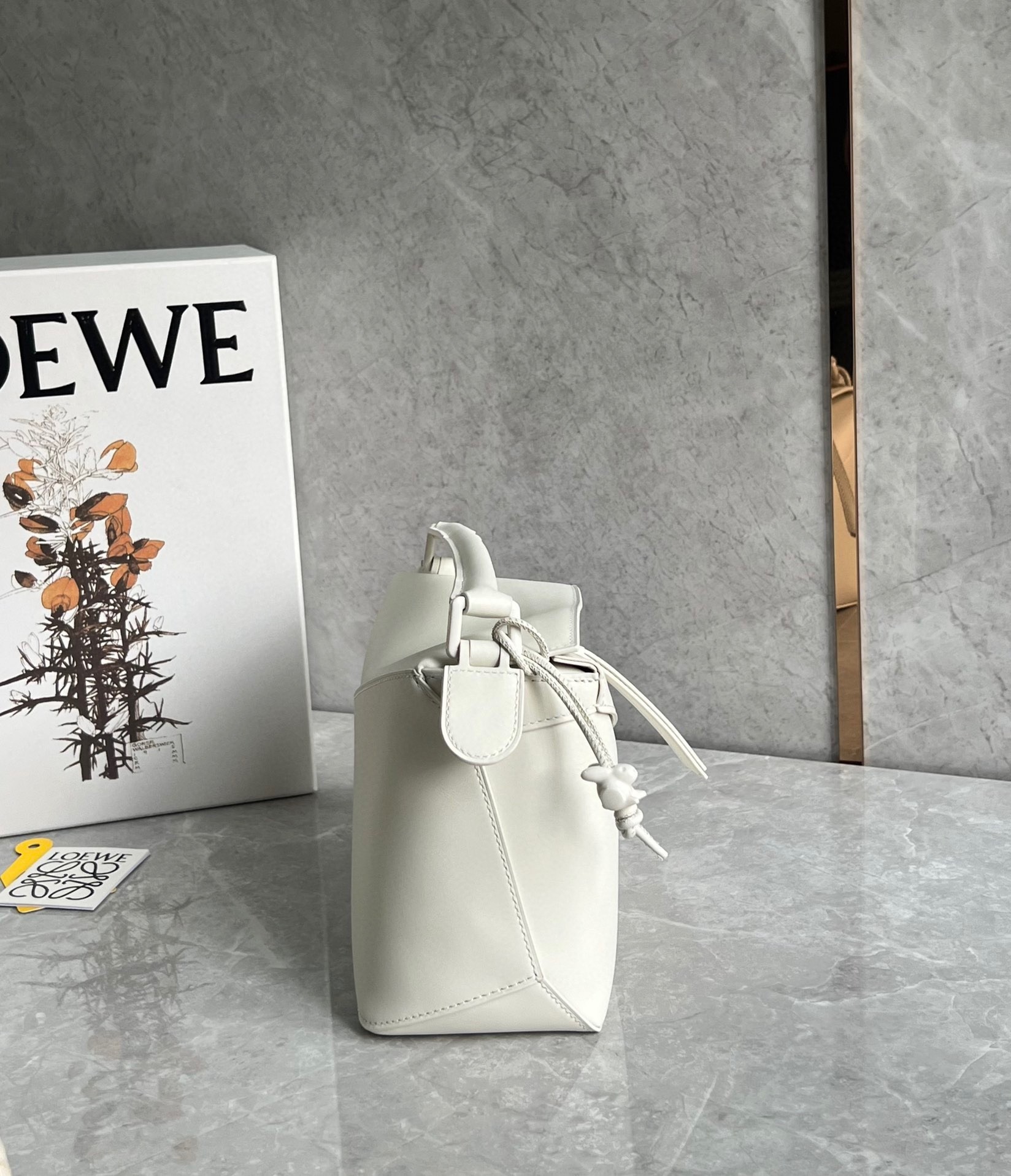 Loewe Puzzle Edge Small Bag In White Satin Calfskin 971