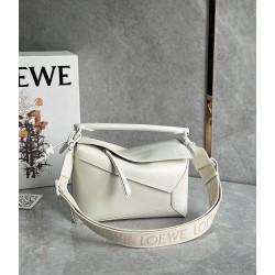 Loewe Puzzle Edge Small Bag In White Satin Calfskin 971