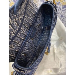 Dior Saddle Bag In Blue Dior Oblique Embroidered Velvet 783