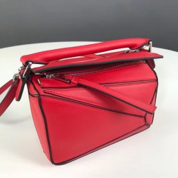 Loewe Mini Puzzle Bag In Red Calfskin Leather 096