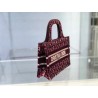 Dior Mini Book Tote Bag In Bordeaux Oblique Embroidered Velvet 822