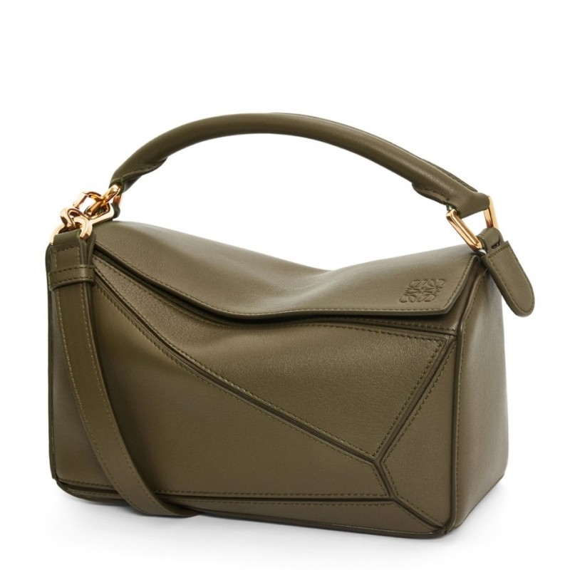 Loewe Puzzle Small Bag In Dark Green Classic Calfskin 196