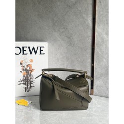 Loewe Puzzle Small Bag In Dark Green Classic Calfskin 196