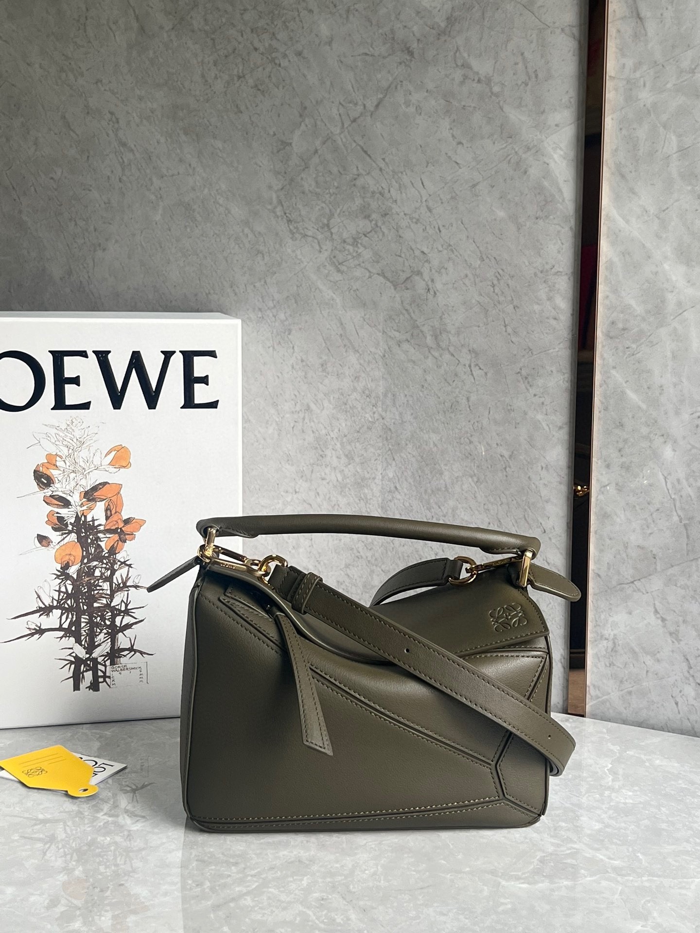 Loewe Puzzle Small Bag In Dark Green Classic Calfskin 196