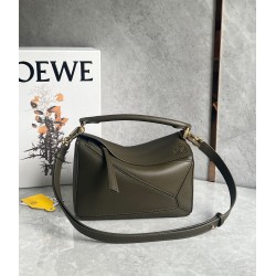 Loewe Puzzle Small Bag In Dark Green Classic Calfskin 196