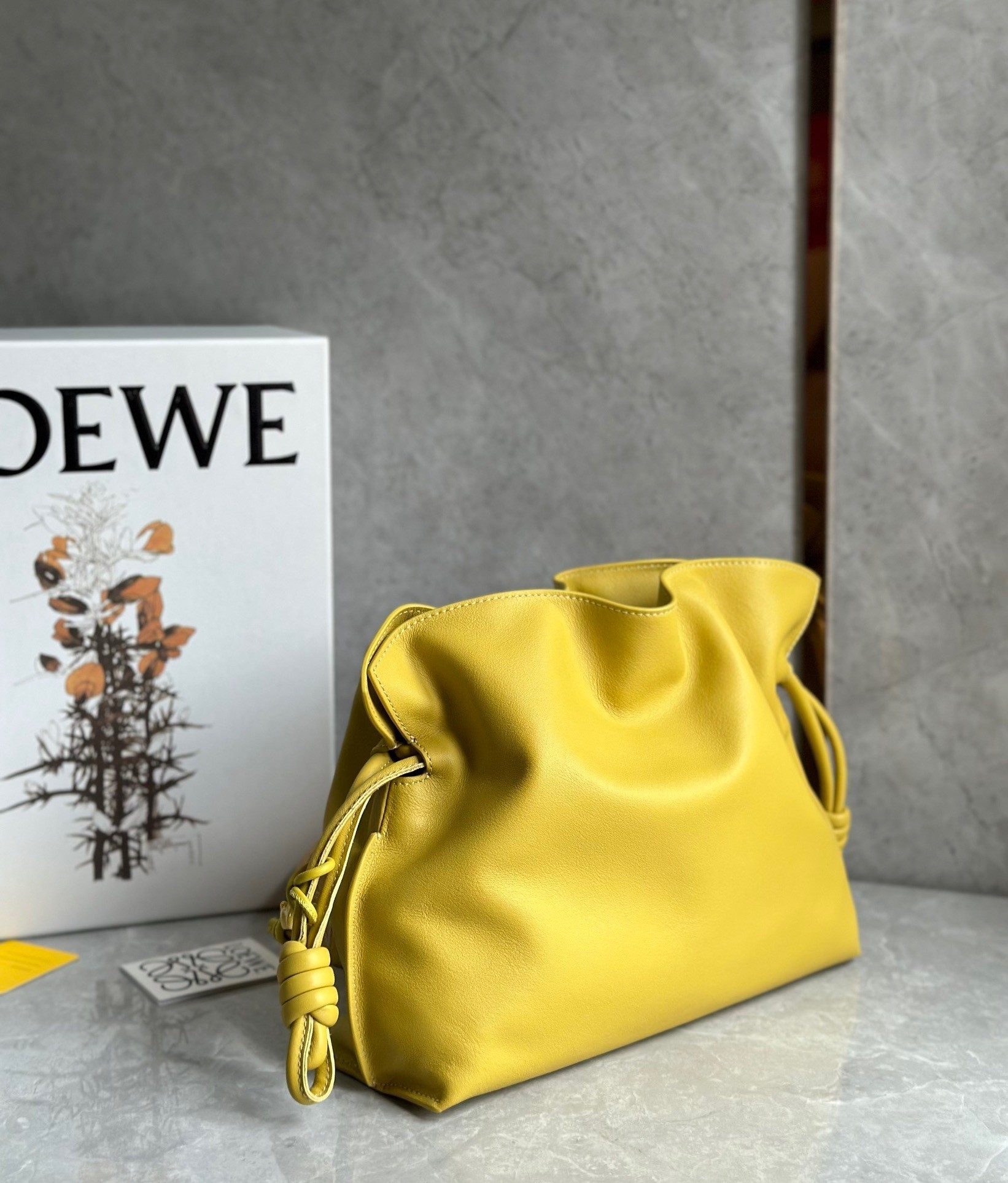 Loewe Flamenco Clutch Bag In Pale Yellow Leather 264