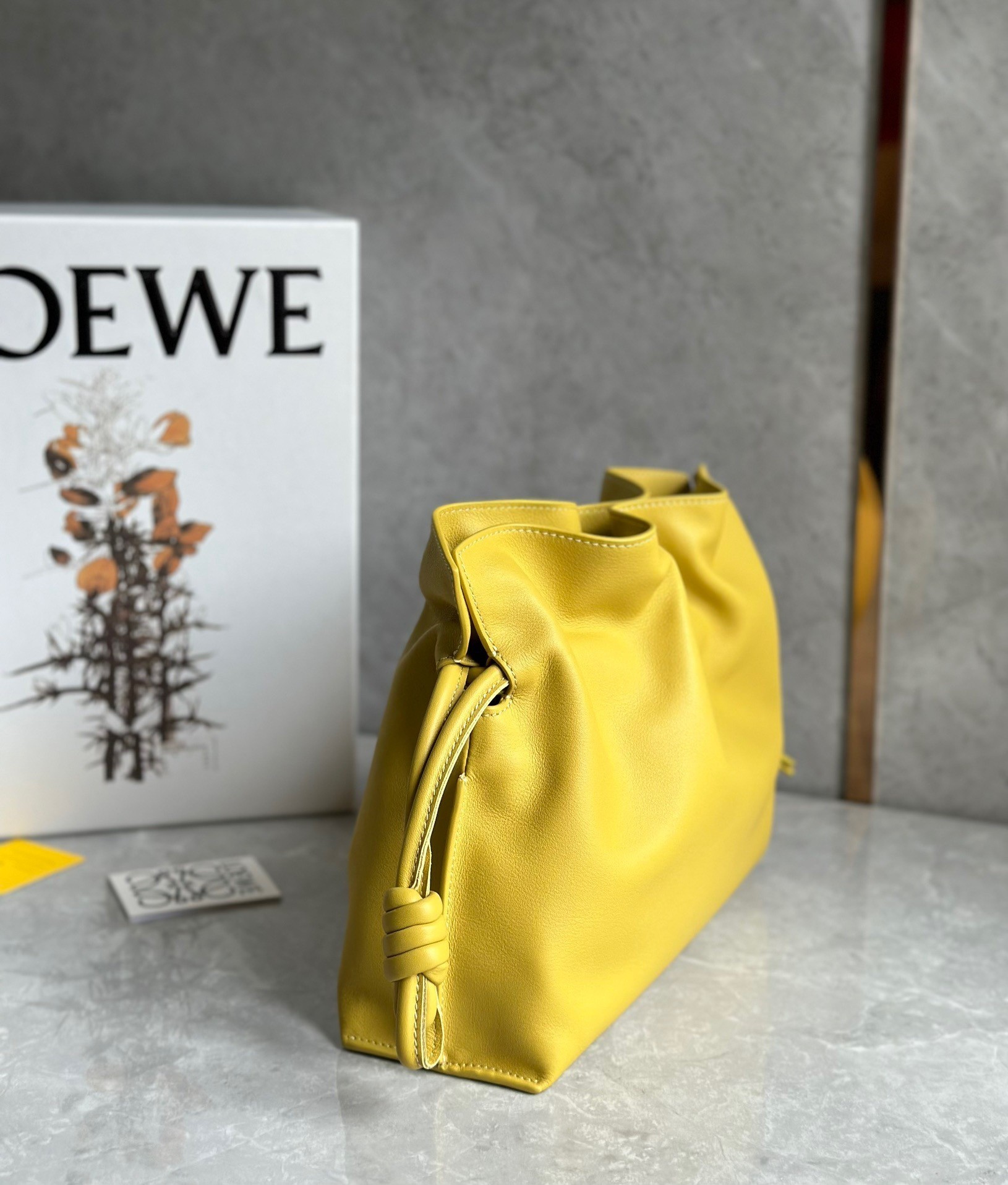 Loewe Flamenco Clutch Bag In Pale Yellow Leather 264