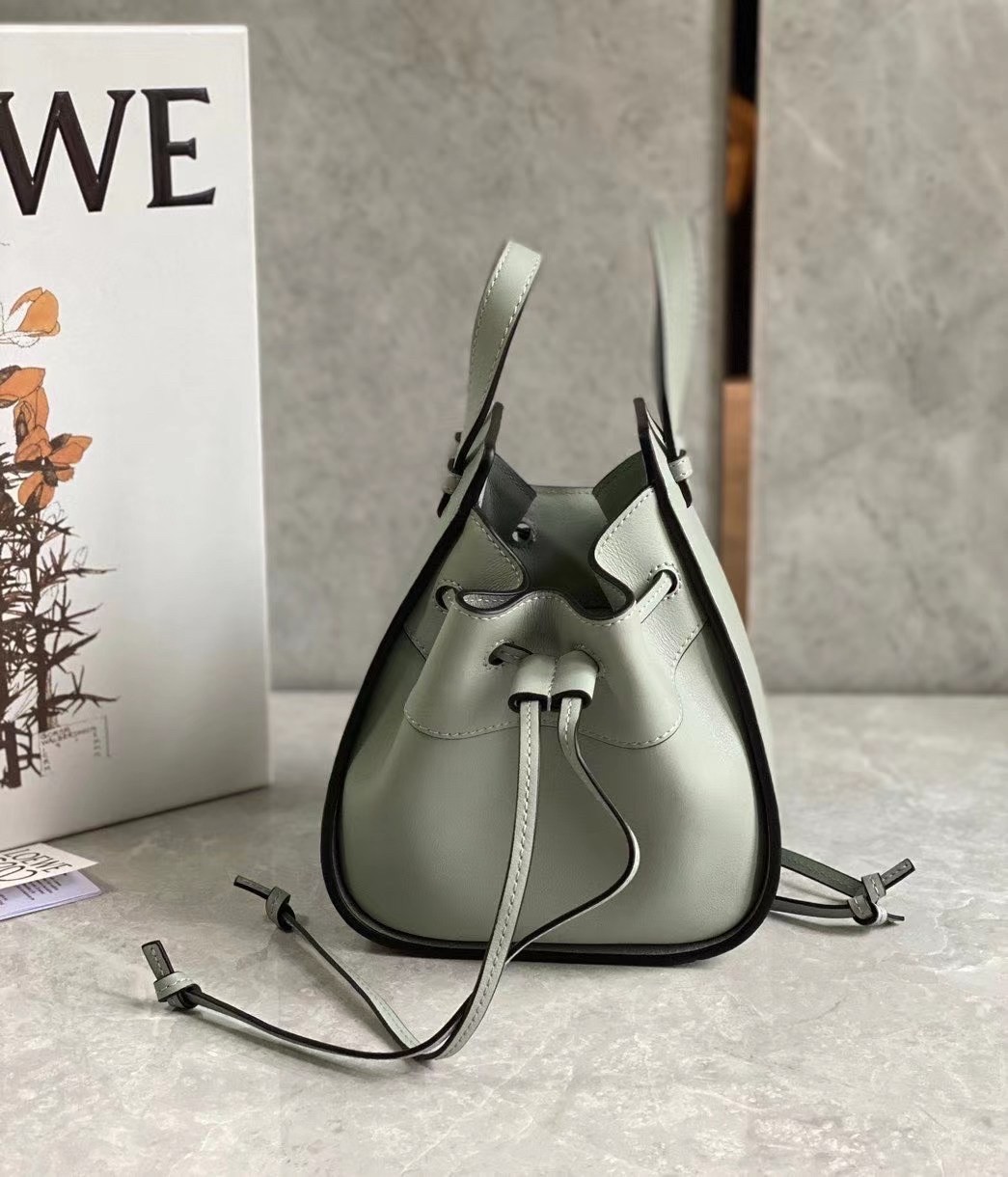 Loewe Mini Hammock Drawstring Bag In Ash Grey Calfskin 286