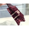 Dior Mini Book Tote Bag In Bordeaux Oblique Embroidered Velvet 822