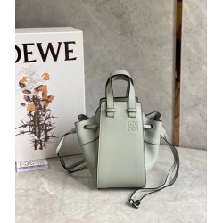 Loewe Mini Hammock Drawstring Bag In Ash Grey Calfskin 286