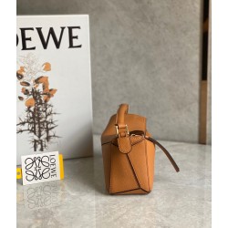 Loewe Puzzle Mini Bag In Brown Grained Calfskin  404